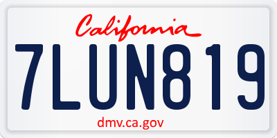 CA license plate 7LUN819