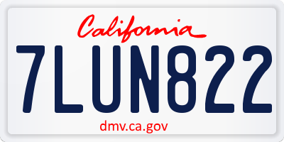 CA license plate 7LUN822