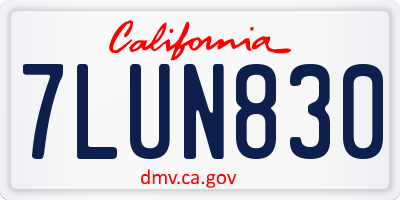 CA license plate 7LUN830