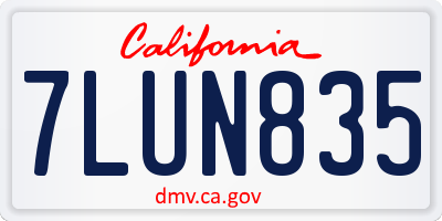 CA license plate 7LUN835