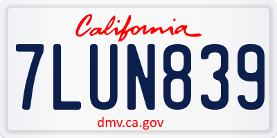 CA license plate 7LUN839