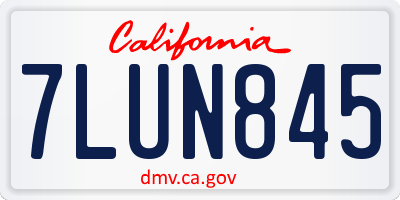 CA license plate 7LUN845