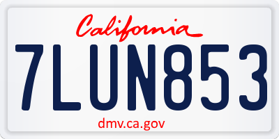 CA license plate 7LUN853