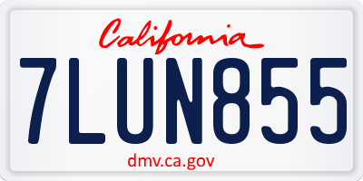 CA license plate 7LUN855