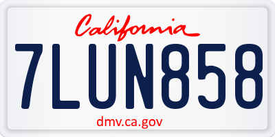 CA license plate 7LUN858