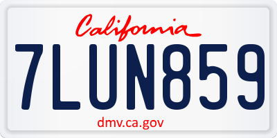 CA license plate 7LUN859