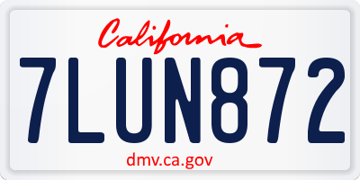 CA license plate 7LUN872