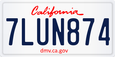 CA license plate 7LUN874