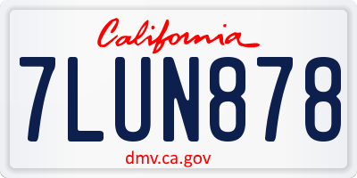 CA license plate 7LUN878
