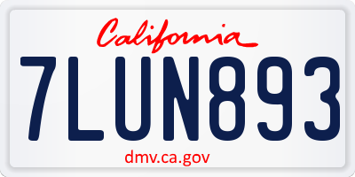 CA license plate 7LUN893