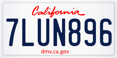 CA license plate 7LUN896