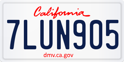 CA license plate 7LUN905