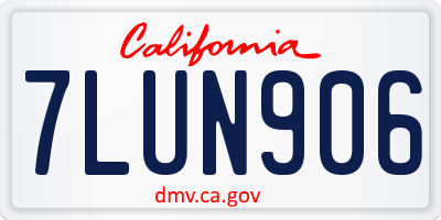 CA license plate 7LUN906