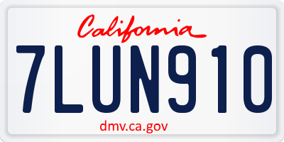 CA license plate 7LUN910