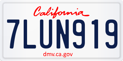 CA license plate 7LUN919