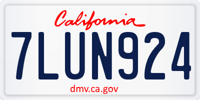 CA license plate 7LUN924