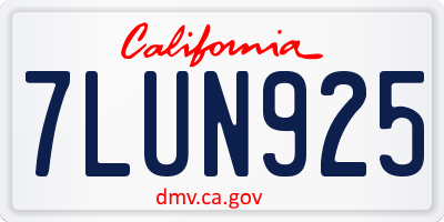 CA license plate 7LUN925
