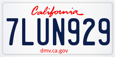 CA license plate 7LUN929