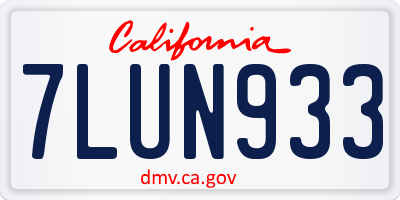 CA license plate 7LUN933
