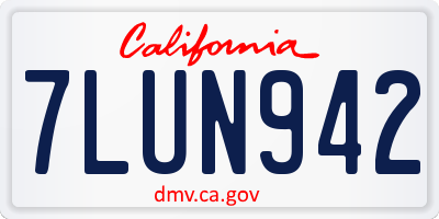 CA license plate 7LUN942