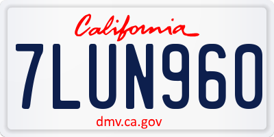 CA license plate 7LUN960