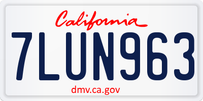CA license plate 7LUN963