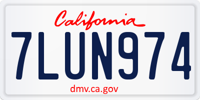 CA license plate 7LUN974