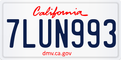 CA license plate 7LUN993