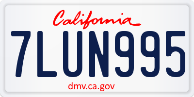 CA license plate 7LUN995