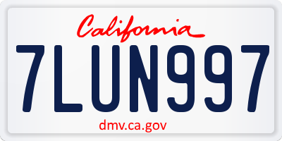 CA license plate 7LUN997
