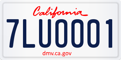 CA license plate 7LUO001