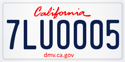 CA license plate 7LUO005