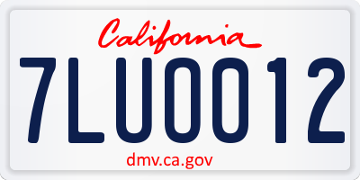 CA license plate 7LUO012