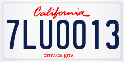 CA license plate 7LUO013
