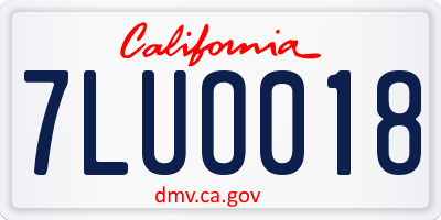 CA license plate 7LUO018