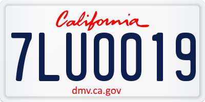CA license plate 7LUO019
