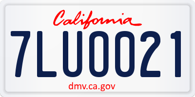 CA license plate 7LUO021