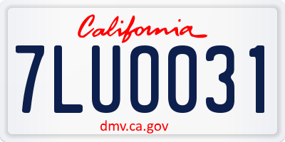CA license plate 7LUO031
