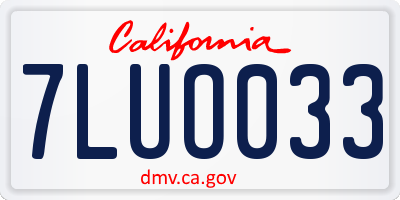 CA license plate 7LUO033