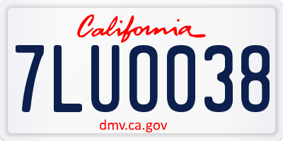 CA license plate 7LUO038