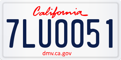 CA license plate 7LUO051