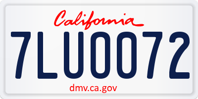 CA license plate 7LUO072