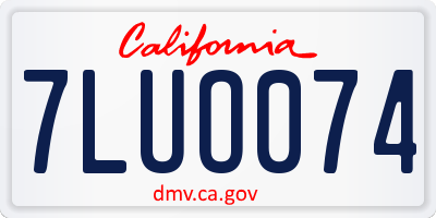 CA license plate 7LUO074