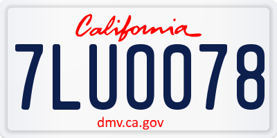CA license plate 7LUO078