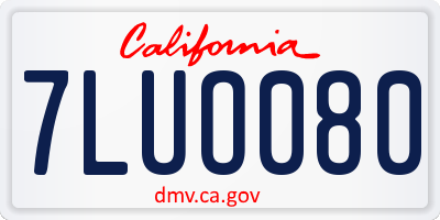 CA license plate 7LUO080