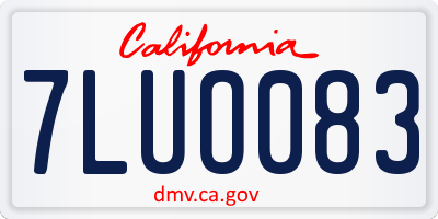 CA license plate 7LUO083