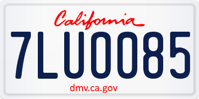 CA license plate 7LUO085