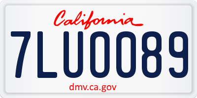 CA license plate 7LUO089