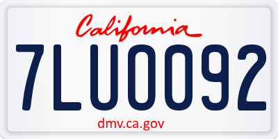 CA license plate 7LUO092