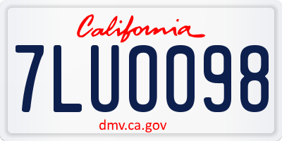 CA license plate 7LUO098